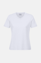 Damen T-Shirt carestin mit V-Ausschnitt, tailliert geschnitten, Farbe: weiß, Größe: XS