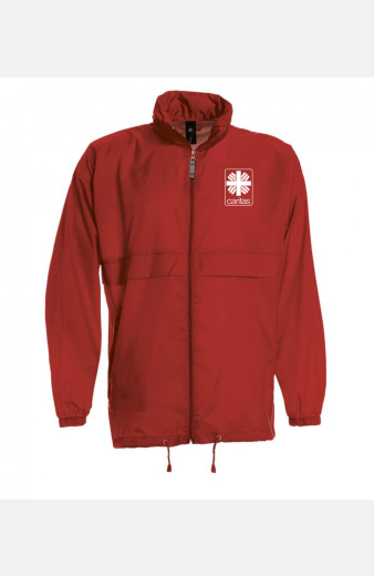 Regenjacke mit Druck des Caritaslogos auf der Brust...