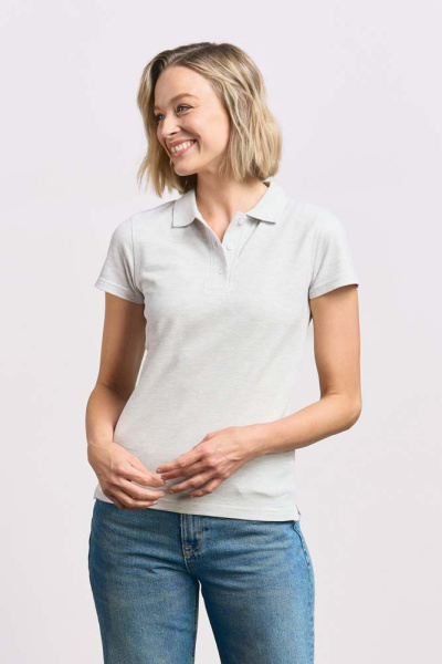 Polo Lyndra, tailliert geschnitten, Farbe: hellgrau meliert, Größe: XS