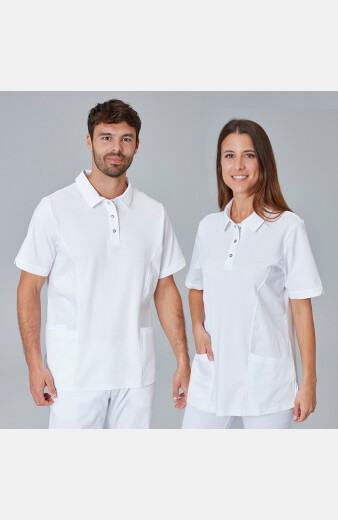 Unisex Polo-Kasack Maris, Farbe: weiß, Größe: XS