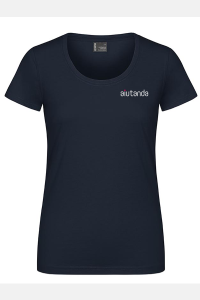 Damen T-Shirt Navy mit Stick "aiutanda" auf der...