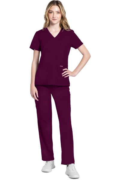 Damenkasack Ultra CKE953A mit V-Ausschnitt, Farbe: bordeaux, Größe: XXS