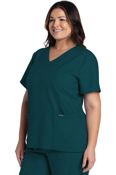 Damenkasack Ultra CKE953A mit V-Ausschnitt, Farbe: karibikblau, Größe: XXS