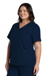 Damenkasack Ultra CKE953A mit V-Ausschnitt, Farbe: navy, Größe: L