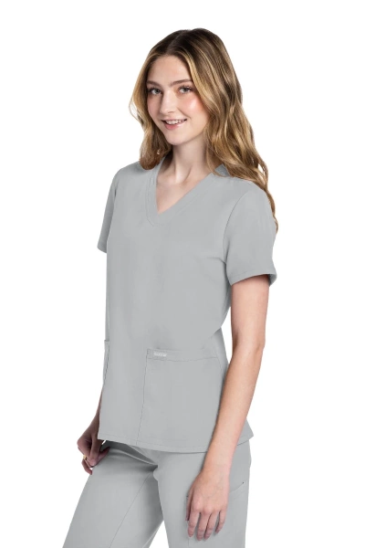 Damenkasack Ultra CKE953A mit V-Ausschnitt, Farbe: silbergrau, Größe: XXS