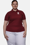 Caritas Poloshirt carestin, tailliert geschnitten, Farbe: bordeaux, Größe: XL mit Druck des Logos der Caritas auf der Brust
