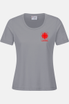 Caritas Damen T-Shirt Carestin, tailliert geschnitten, Farbe: grau, Größe: XL mit Druck des Logos der Caritas auf der Brust
