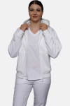 Kapuzenjacke carestin - speziell für die Caritas, Farbe: weiß, Größe: XS mit Druck des Logos der Caritas auf der Brust