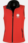 Caritas Softshell Weste Naria, tailliert geschnitten, Farbe: rot, Größe: XS mit Druck des Logos der Caritas auf der Brust