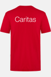 Caritas T-shirt Rynara, tailliert geschnitten, Farbe: rot, Größe: XS mit Druck des Logos der Caritas auf der Brust