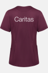 Caritas Kasack Thaven, tailliert geschnitten, Farbe: bordeaux, Größe: XS mit Druck des Logos der Caritas auf der Brust