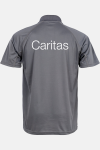 Funktionspolo Thoren - speziell für die Caritas, Farbe: grau, Größe: XS mit Druck des Logos der Caritas auf der Brust
