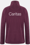 Caritas Fleecejacke Velora, tailliert geschnitten, Farbe: bordeaux, Größe: XS mit Stick des Logos der Caritas auf der Brust