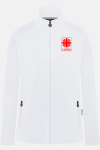Caritas Fleecejacke Velora, tailliert geschnitten, Farbe: weiß, Größe: XS mit Stick des Logos der Caritas auf der Brust