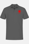 Caritas Shirt Marvaya, tailliert geschnitten, Farbe: steelgrey, Größe: S mit Druck des Logos der Caritas auf der Brust