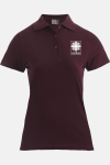 Caritas Polo Lyndra, tailliert geschnitten, Farbe: bordeaux, Größe: XS mit Druck des Logos der Caritas auf der Brust