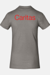 Caritas Polo Lyndra, tailliert geschnitten, Farbe: grau, Größe: XS mit Druck des Logos der Caritas auf der Brust