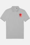 Caritas Damen Polohemd Tavina, tailliert geschnitten, Farbe: grau, Größe: XS mit Druck des Logos der Caritas auf der Brust