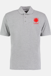 Caritas Poloshirt Erala, tailliert geschnitten, Farbe: grau-meliert, Größe: XXS mit Druck des Logos der Caritas auf der Brust