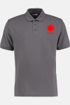 Caritas Poloshirt Erala, tailliert geschnitten, Farbe: grau, Größe: XXS mit Druck des Logos der Caritas auf der Brust
