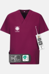 Unisex Schlupfkasack Eike - speziell für die Caritas, Farbe: bordeaux, Größe: XS mit Druck des Logos der Caritas auf der Brust