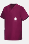 Unisex Schlupfkasack Eike - speziell für die Caritas, Farbe: bordeaux, Größe: XS mit Druck des Logos der Caritas auf der Brust