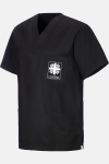 Unisex Schlupfkasack Eike - speziell für die Caritas, Farbe: schwarz, Größe: XS mit Druck des Logos der Caritas auf der Brust