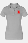 Caritas Jersey Polo Edria, tailliert geschnitten, Farbe: silbergrau, Größe: S mit Druck des Logos der Caritas auf der Brust