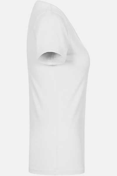 Caritas T-Shirt Kelina, tailliert geschnitten, Farbe: grau, Größe: XS mit Druck des Logos der Caritas auf der Brust