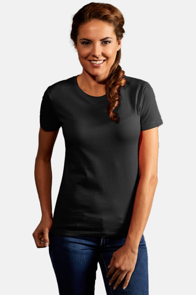 Caritas T-Shirt Kelina, tailliert geschnitten, Farbe: anthrazit, Größe: XS mit Druck des Logos der Caritas auf der Brust