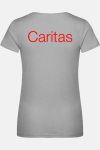 Caritas T-Shirt Zeyra, tailliert geschnitten, Farbe: grau, Größe: S mit Druck des Logos der Caritas auf der Brust