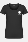 Caritas T-Shirt Zeyra, tailliert geschnitten, Farbe: anthrazit, Größe: S mit Druck des Logos der Caritas auf der Brust