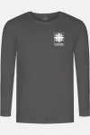 Langarmshirt Kyran - speziell für die Caritas, Farbe: grau, Größe: S mit Druck des Logos der Caritas auf der Brust