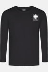 Langarmshirt Kyran - speziell für die Caritas, Farbe: schwarz, Größe: S mit Druck des Logos der Caritas auf der Brust