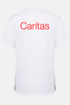 Weißer Unisexkasack Raxen aus Baumwolle - speziell für die Caritas, Farbe: weiß, Größe: XS mit Druck des Logos der Caritas auf der Brust