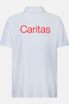 Unisex Polo-Kasack Maris - speziell für die Caritas, Farbe: weiß, Größe: XS mit Druck des Logos der Caritas auf der Brust