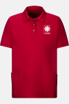 Unisex Polo-Kasack Maris - speziell für die Caritas, Farbe: rot, Größe: L mit Stick des Logos der Caritas auf der Brust