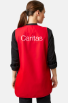 Überwurfschürze Zyra - speziell für die Caritas, Farbe: rot, Größe: I ( 36-42 ) mit Druck des Logos der Caritas auf der Brust