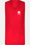 Überwurfschürze Zyra - speziell für die Caritas, Farbe: rot, Größe: I ( 36-42 ) mit Druck des Logos der Caritas auf der Brust