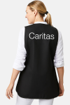 Überwurfschürze Zyra - speziell für die Caritas, Farbe: schwarz, Größe: I ( 36-42 ) mit Druck des Logos der Caritas auf der Brust