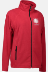 Caritas Fleecejacke Davia, tailliert geschnitten, Farbe: rot, Größe: S mit Stick des Logos der Caritas auf dem Rücken