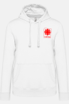 Hoodie Teyran - speziell für die Caritas, Farbe: weiß, Größe: XS mit Druck des Logos der Caritas auf der Brust