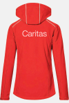 Softshelljacke Kaelora, tailliert geschnitten, Farbe: rot, Größe: S mit Druck des Logos der Caritas auf der Brust