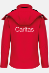 Caritas Softshelljacke Merle, tailliert geschnitten, Farbe: rot, Größe: S mit Druck des Logos der Caritas auf der Brust