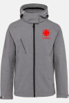 Caritas Softshelljacke Merle, tailliert geschnitten, Farbe: grau-meliert, Größe: S mit Druck des Logos der Caritas auf der Brust