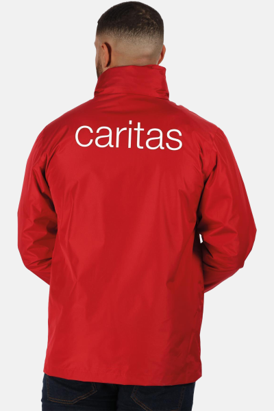 3-in-1 Jacke Jessy - speziell für die Caritas, Farbe: rot, Größe: S mit Druck des Logos der Caritas auf der Brust