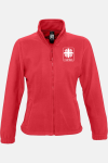 Caritas Fleecejacke Sorina, tailliert geschnitten, Farbe: rot, Größe: S mit Stick des Logos der Caritas auf der Brust
