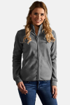 Caritas Fleecejacke Nadja , tailliert geschnitten, Farbe: grau, Größe: XS mit Stick des Logos der Caritas auf der Brust