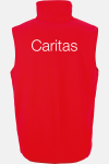 Unisex-Fleeceweste Qinn - speziell für die Caritas, Farbe: rot, Größe: XS mit Stick des Logos der Caritas auf der Brust