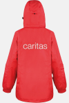 Caritas 3-in-1-Jacke Kalenna, tailliert geschnitten, Farbe: rot, Größe: XS mit Druck des Logos der Caritas auf der Brust